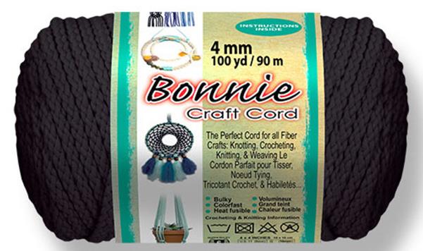 Black Pepperell Bonnie Braid Macrame Cord